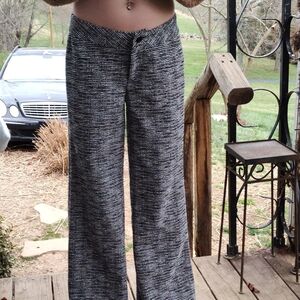 Women's Black and White Wide-Leg Pants